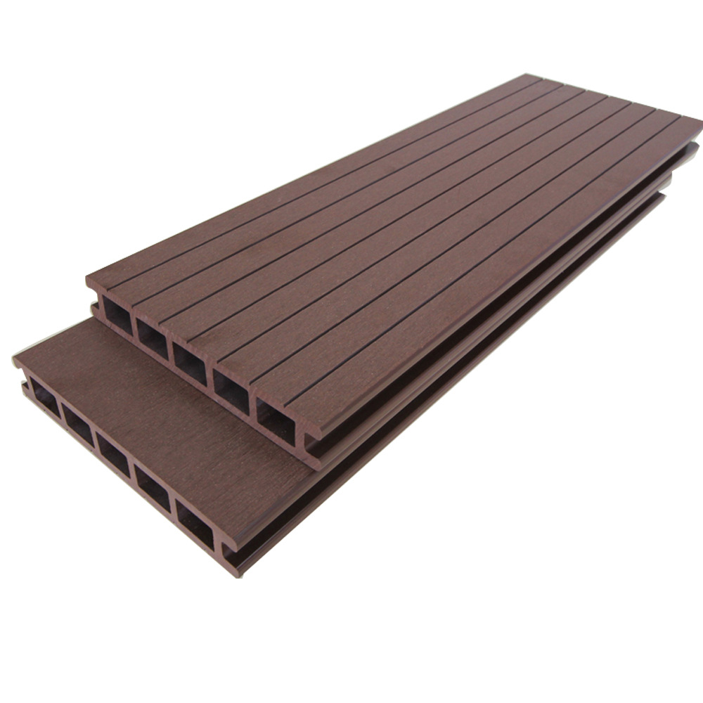 Fábrica de piso de plástico de madera al aire libre agujero cuadrado plástico piso de madera jardín decoración 160*25 placa anticorrosión ecológica madera