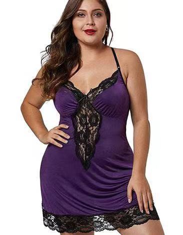 Lingerie_European and American Sexy PajamasPlus Size NightgownWomen's Bustier Dress Fat D130
