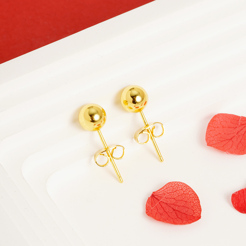 Vietnam arena oro pequeño grano redondo Stud pendientes Beanie pendientes versátil chica temperamento joyería brillante simple al por mayor