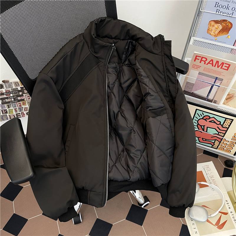 Cleanfit Deconstructed Stand-Up Collar Bomber Jacket Cotton-Padded Jacket for Men and Women Winter High-End Couple's Thick Cotton Coat