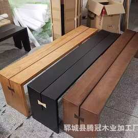老榆木长条凳民宿家用餐桌凳餐椅复古休息区原木长板凳厂家直销