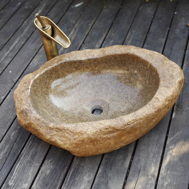 Outdoor Basin Stone Wash Basin Retro Pebbles Above Counter Basin Natural Stone Wash Basin Art Basin Wash Basin