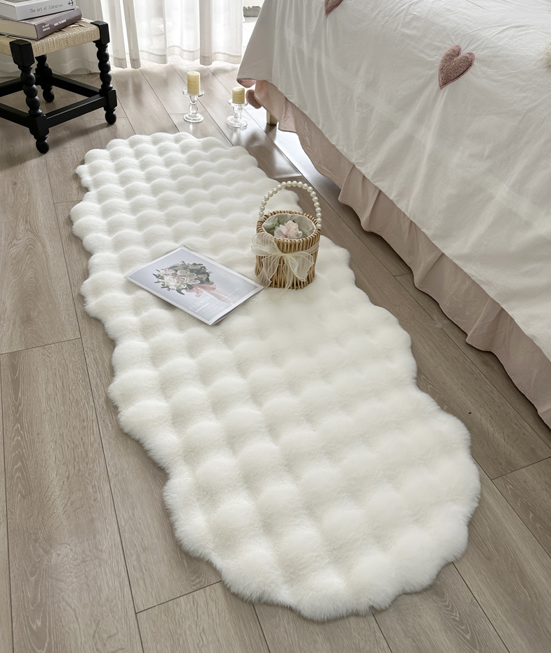 Imitation Rabbit Fur Bedroom Bedside Carpet Girl's Bedside Bubble Plush Floor Mat Bay Window Mat Living Room Coffee Table Sofa Cushion