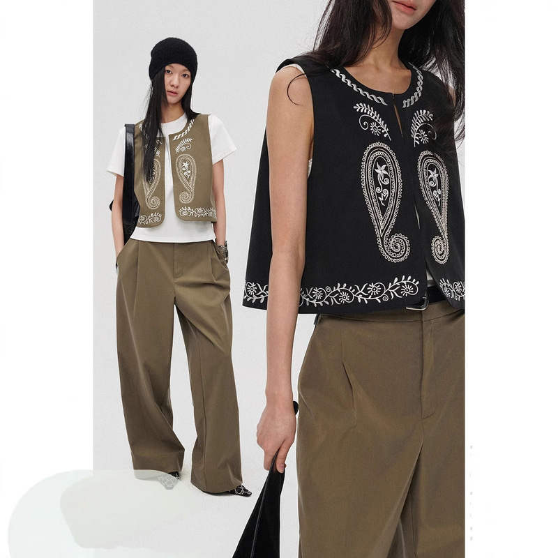 Chao Heavy Industry Embroidered Paisley Western Sense Ethnic European and American Embroidered Vintage Vest Short Cardigan Vest Top