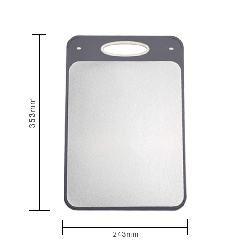 Fábrica de suministro directo de la nueva superficie de paja de grado alimenticio 304 tabla de corte de acero inoxidable doble cara grande tabla de verduras gruesas