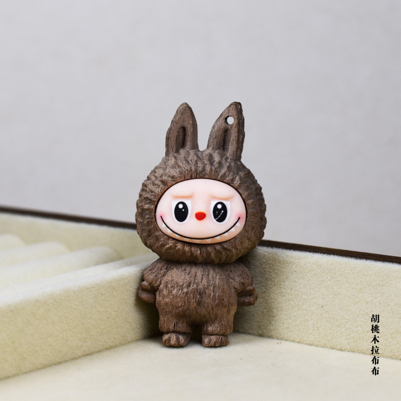 無垢材彫刻漫画かわいいエルフラブブ DIY 手作りオフィスデスクトップハンドクラフト装飾品|undefined