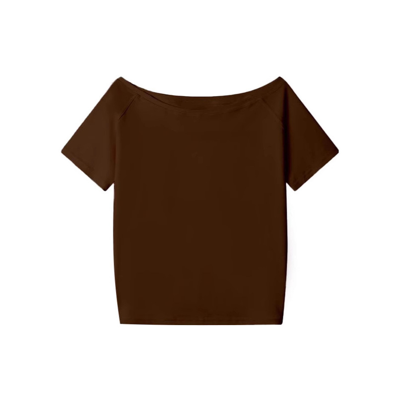 Summer New Sweet Spicy Girl Slim Versatile Off-Shoulder Short-Sleeve T-Shirt Women's Off-Shoulder Top with High-End Design Trendy Women's Fashion