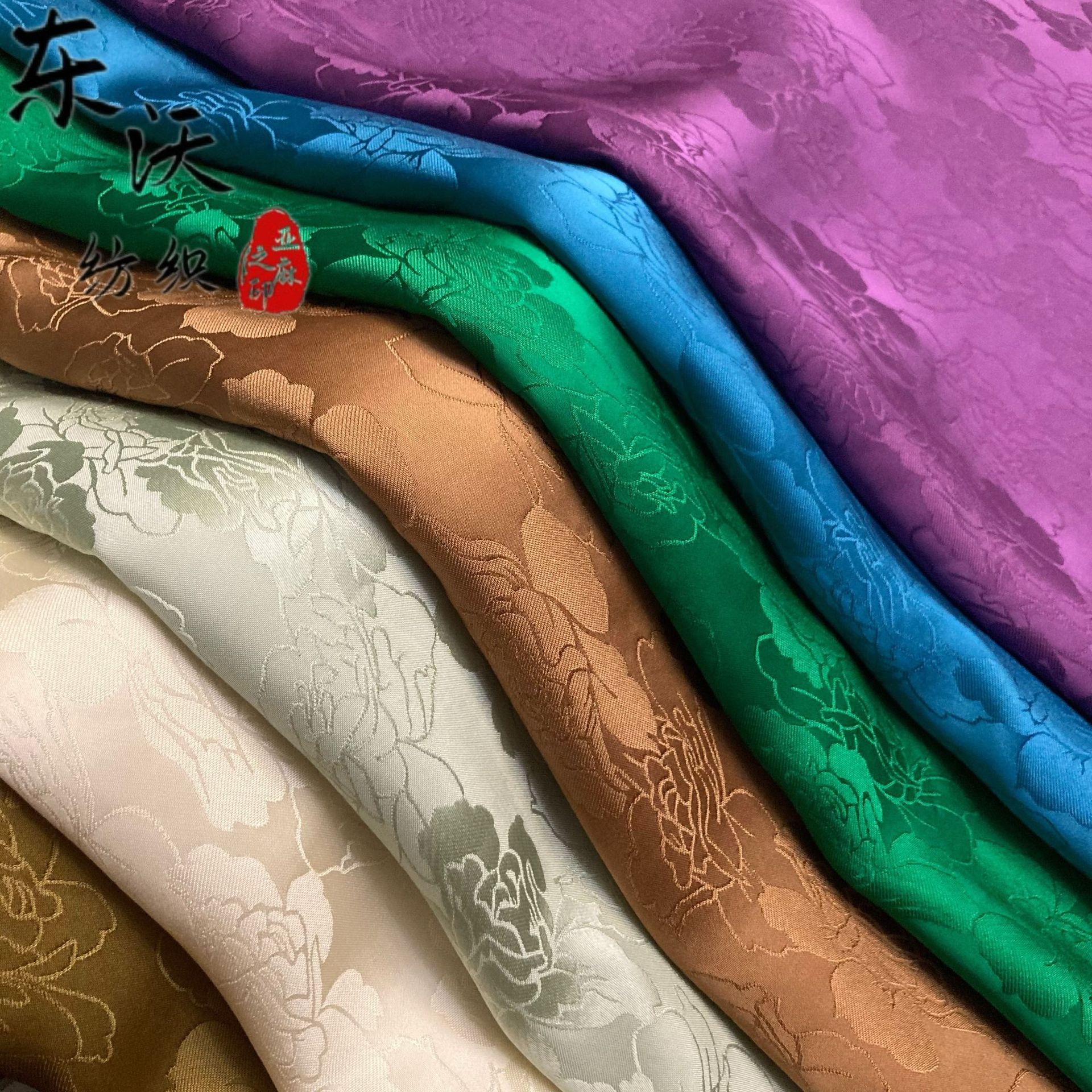 2022新款全人丝提花面料 玫瑰纹时尚有垂感真丝缎旗袍女汉服布料