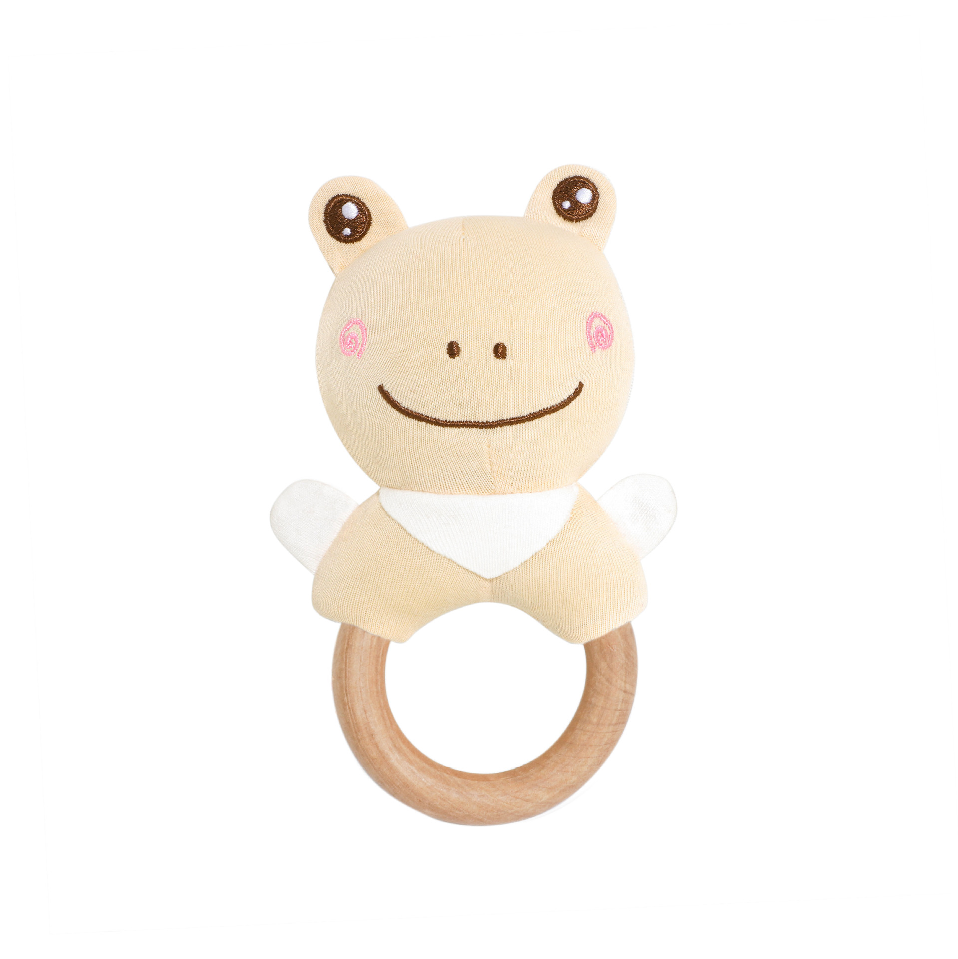 Anillo de mano de madera de rana