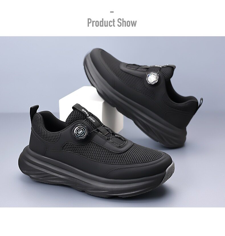 Giày thể thao nam sneaker đế dày thoáng khí mặt lưới mũi tròn — Màu trắng, màu đen chi tiết 27