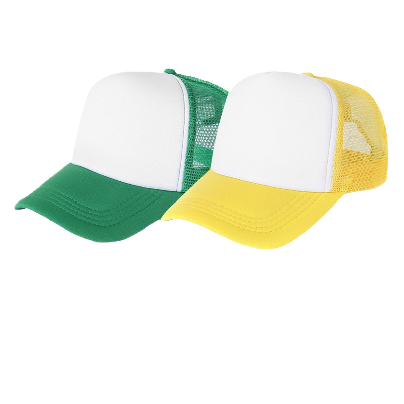 Esponja malla casquillo impreso logo muestra gratis publicidad sombrero transpirable protección solar sol sombrero fuente fábrica al por mayor
