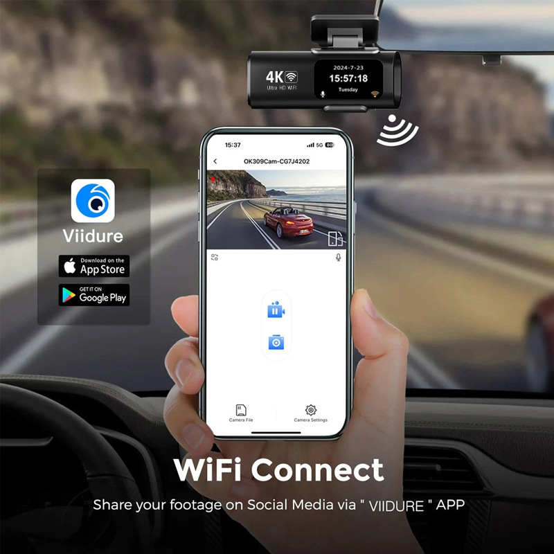 クロスボーダー 4K 携帯電話伝送 HD ナイトビジョン 1.47 前後デュアル録画駐車監視車両 HD ドライブレコーダー