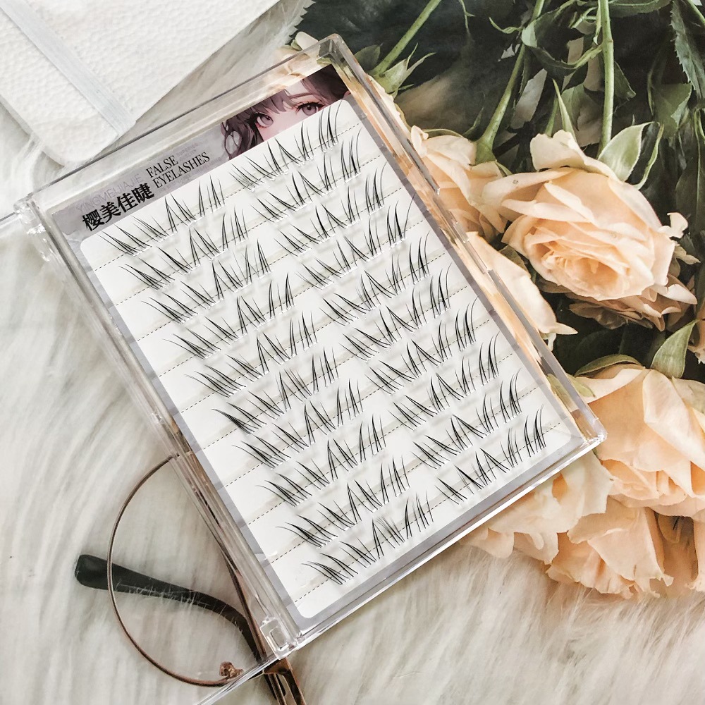 Anling Rong Shang pestañas, pestañas falsas sin pegamento, pestañas falsas sin desprendimiento largas y cortas escalonadas, cola de ojos ligeramente alargada, pestañas falsas de cara pura.