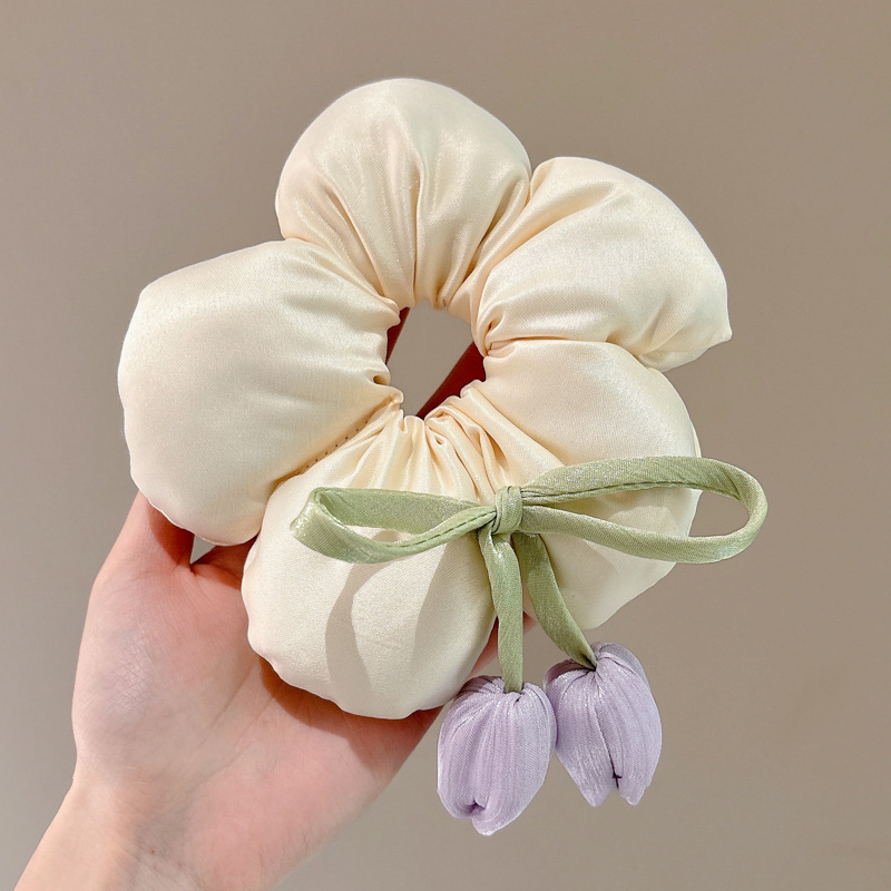 Flor Tulip Coron Hairy Circle para el cabello Ambiente dulce para niños Cabeza tridimensional Flor con bola Cabeza Cuerda para el cabello Tocado Mori