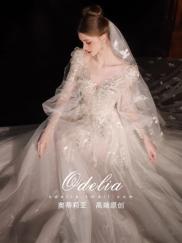 odelia2025 新しい「フラワーノート」フレンチライトウェディングドレス、小さなドレス、小さな人向けの花嫁のウェルカムウェディングドレス|undefined