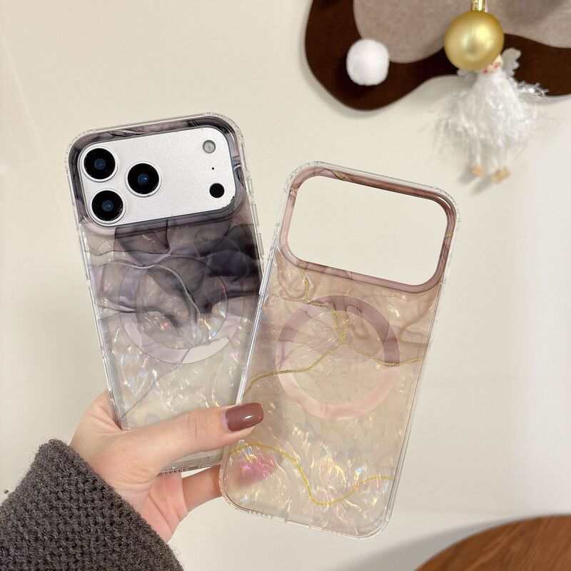Shell Marble Pattern Suitable for Apple 17Promax Mobile Phone Case Ins Magnetic Iphone16 Protective Cover 15/17