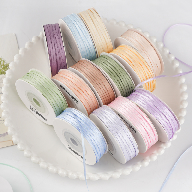 2mm double-sided encrypted polyester ribbon for handmade DIY bows, hair accessories, headwear, and gift wrapping