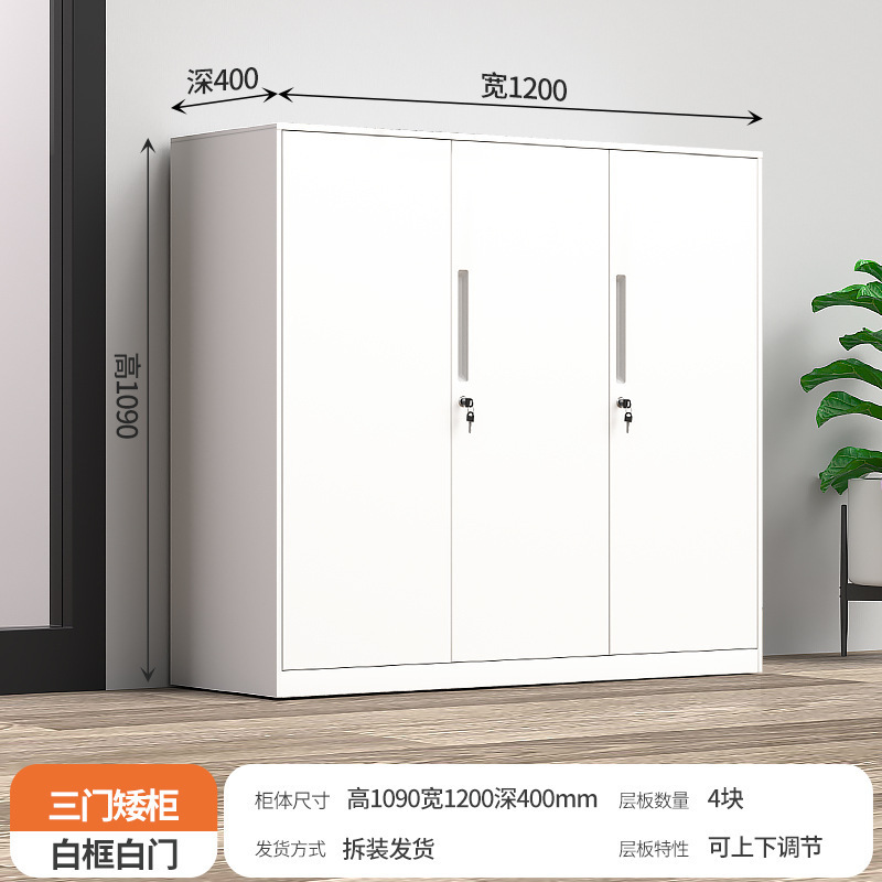 办公室文件柜铁皮档案资料柜带锁收纳隔断储物柜推拉移门玻璃矮柜|undefined