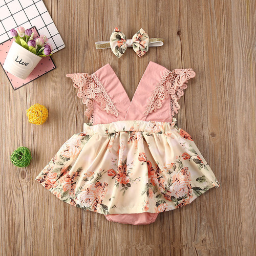 Baby girl dress summer dress one-year-old princess skirt triangle crawling clothes cute fashionable short-sleeved butt skirt baby skirt