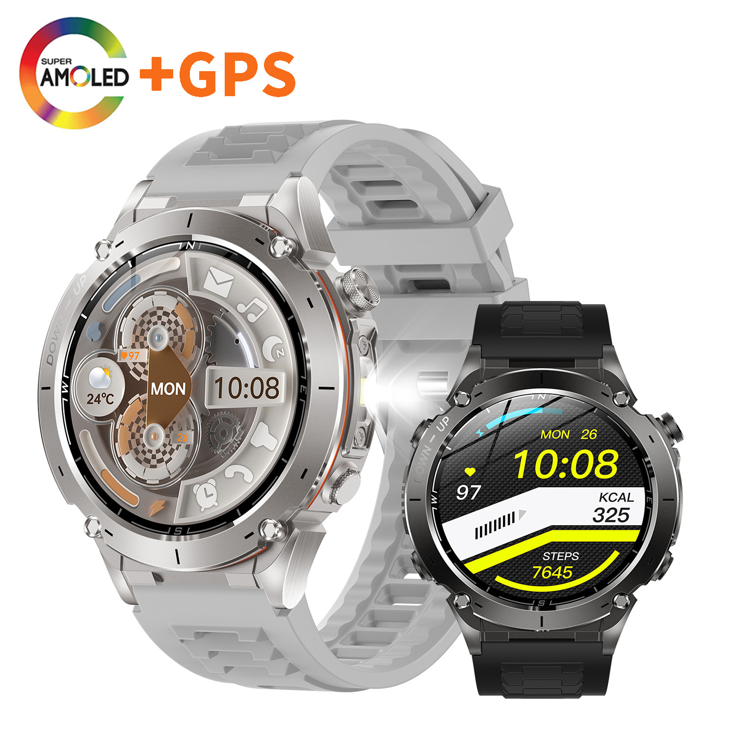 Y101智能手表GPS定位户外指南针运动蓝牙通话音乐1.43AMOLED腕表