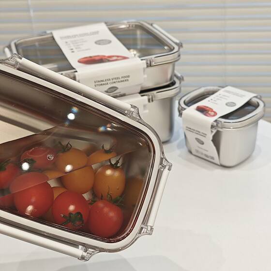 Microwave oven heating tropical lunch box 304 stainless steel fresh-keeping box lunch box refrigerator refrigerator sealed storage box