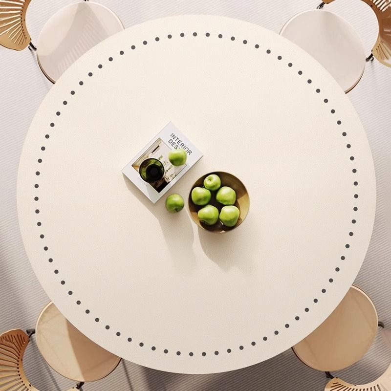 Creamy Small Fragrant Round High-End Dining Table Mat Coffee Table Dining Table Non-Slip Waterproof Oil-Proof No-Wash Anti-Scalding Leather