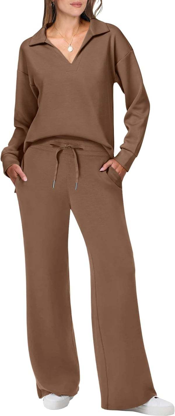 Women's Pant Set Autumn Winter Solid Colour Lapel Professional Suit_voghion.com