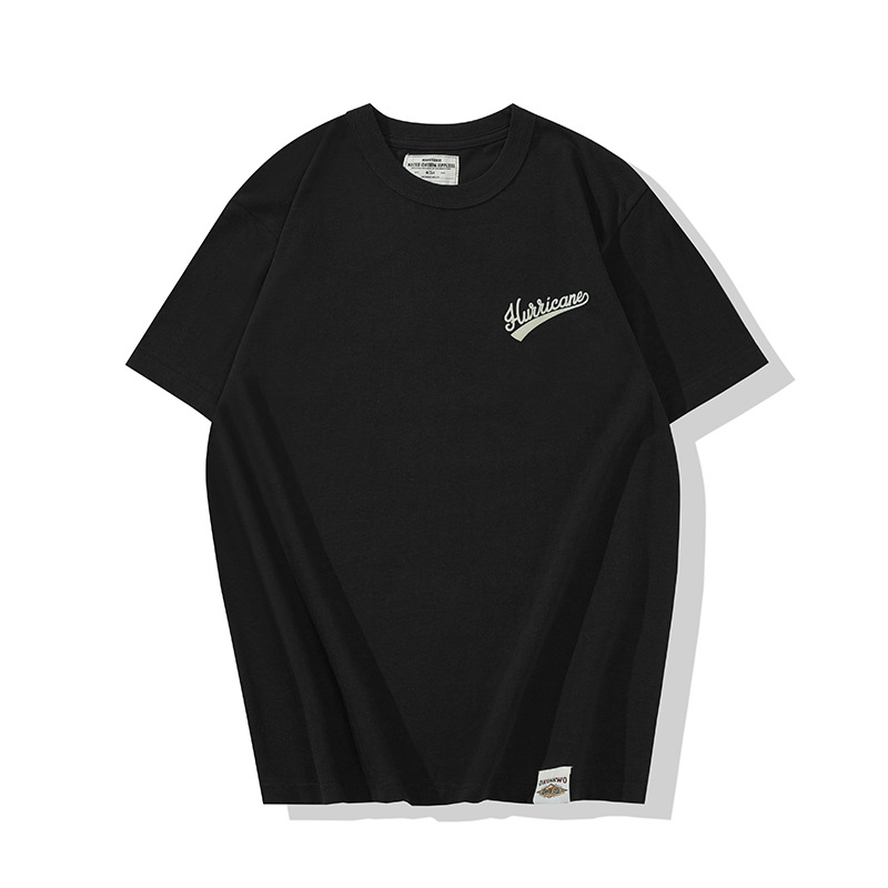 OKONKWO primavera y verano nueva motocicleta letra impresa camiseta 220g gruesa Camiseta de manga corta