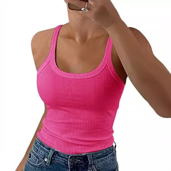Women's Ribbed Knit Tank Top Sleeveless Basic Cami Summer Casual_voghion.com