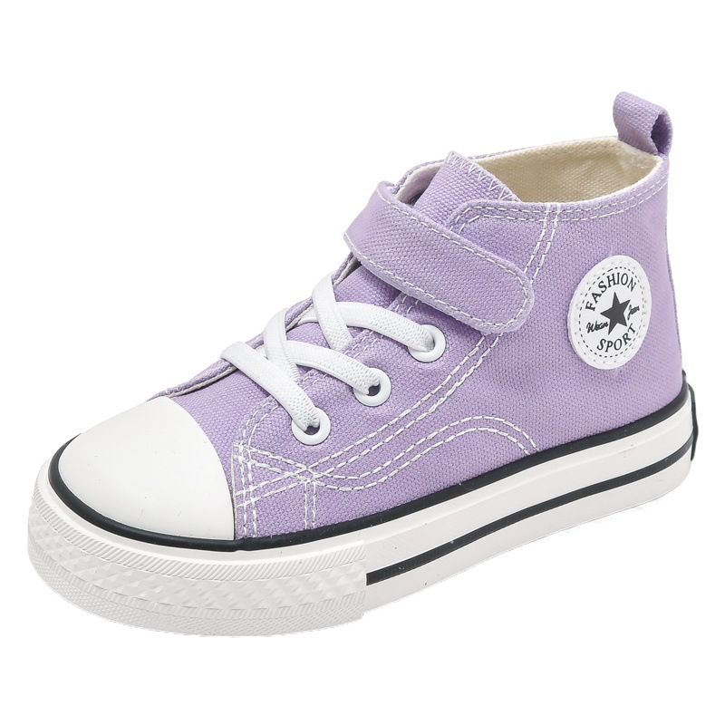 Children's Canvas Shoes High-Top Kidsren's Sneakers Girls' Cloth Shoes 2025 New Boys' Shoes Spring & Fall Casual White Shoes