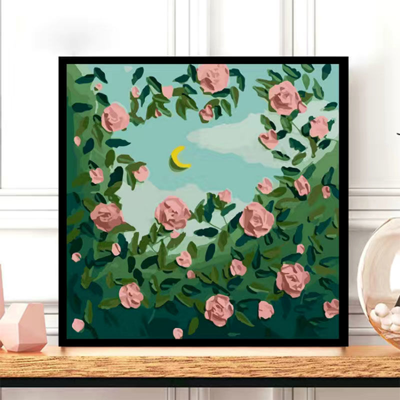 diy填色画郁金香花数字油画学生手绘丙烯色客厅房间装饰挂画40*40|ms