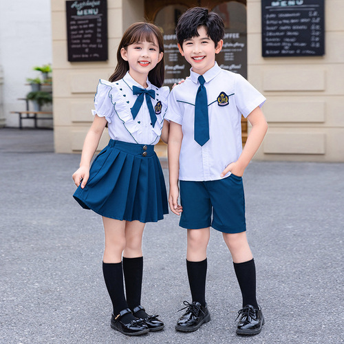 Preschool uniform British style set primary school uniform for boys and girls JK uniform shirt two-piece summer set