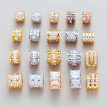 铜镀18k金强保色镶钻桶珠隔珠散珠小蛮腰串珠手链手串diy饰品配件