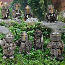 跨境新款Knight Gnomes Guard 侏儒骑士守卫雕塑园艺树脂工艺品