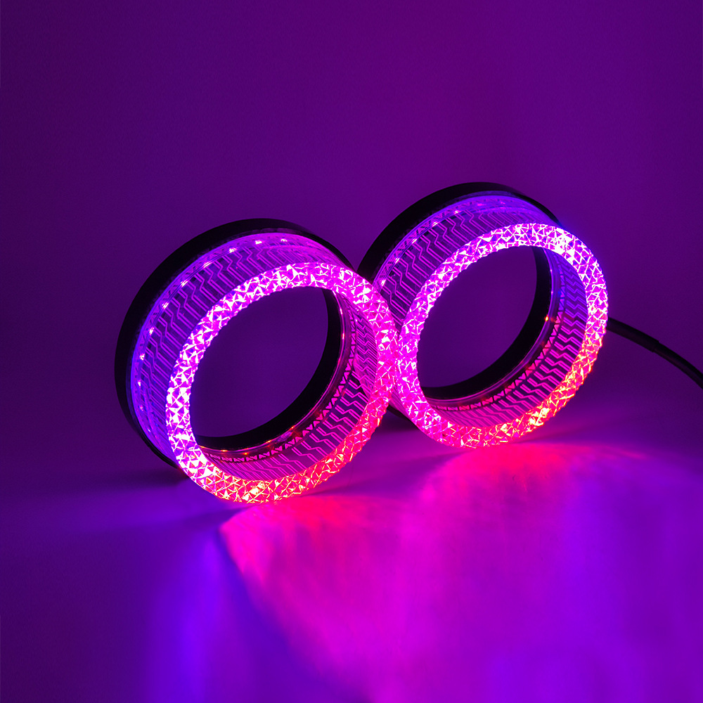 Cross-Border New Car Led Headlight Decorative Halo Ring with Colorful 5D Lens Angel Eyes Integrated Cover Turn Signal Modification