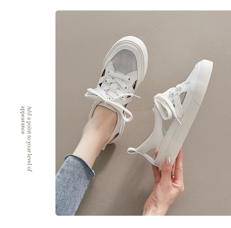 Giày sneaker nữ ZHR cổ thấp dáng thể thao, chất liệu lưới thoáng khí, đế nhẹ, phong cách mùa hè — CS73E màu be chi tiết 14