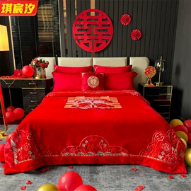 婚庆床品套件;婚庆被芯;纤维枕