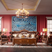 欧美式真皮沙发组合实木雕花高档奢华客厅大户型别墅全屋家具定制