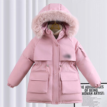 跨境热销外套真毛连帽休闲童棉袄 男童纯色韩版潮流冬装棉衣