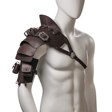 新款中世纪多层皮革单肩维京文艺复兴cosplay皮甲肩甲装道具坎肩