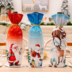 豪貝の新型クリスマス装飾用品のボトルカバーの超柔らかい布のプリントの漫画の老人のワインの瓶のセットのシャンパンの袋