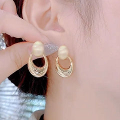 小众设计感椭圆磨砂圈圈耳钉轻奢高级感流行耳坠精致百搭气质耳饰