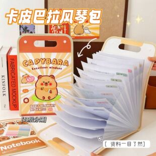 Kapibala organ bag folder student portable file bag cartoon capybara large capacity test paper storage bag