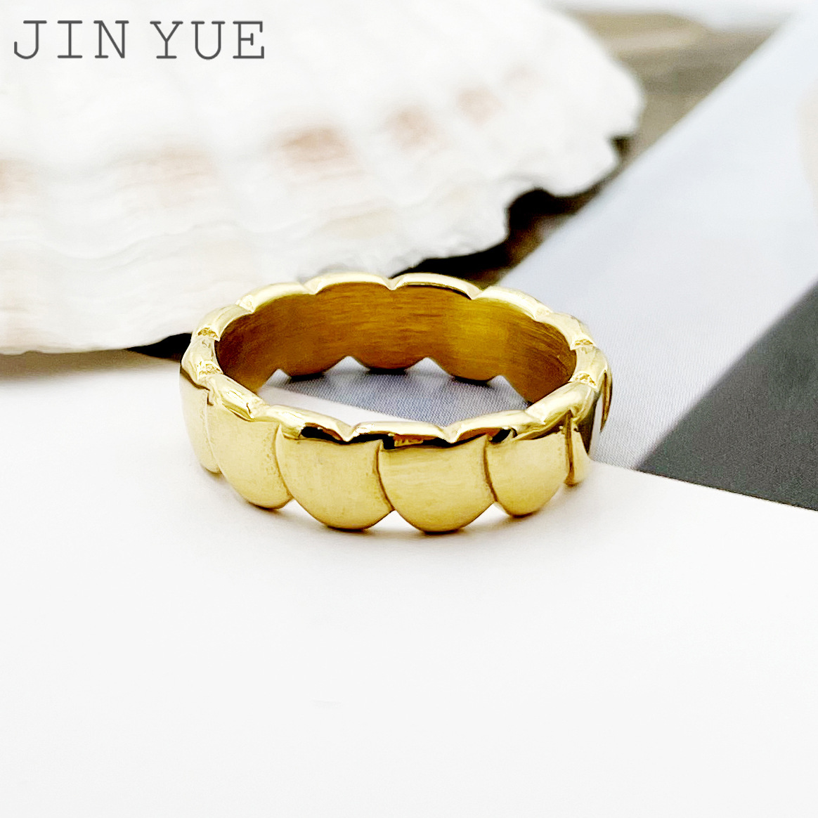 Brand design geometric fashionable trend retro ring stainless steel