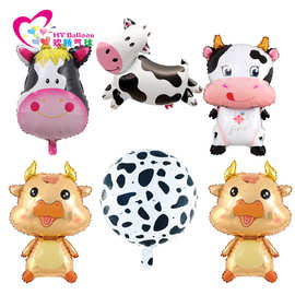 造型牛金角牛奶牛牛宝宝生日派对场景装饰 农场派对装饰奶牛造型