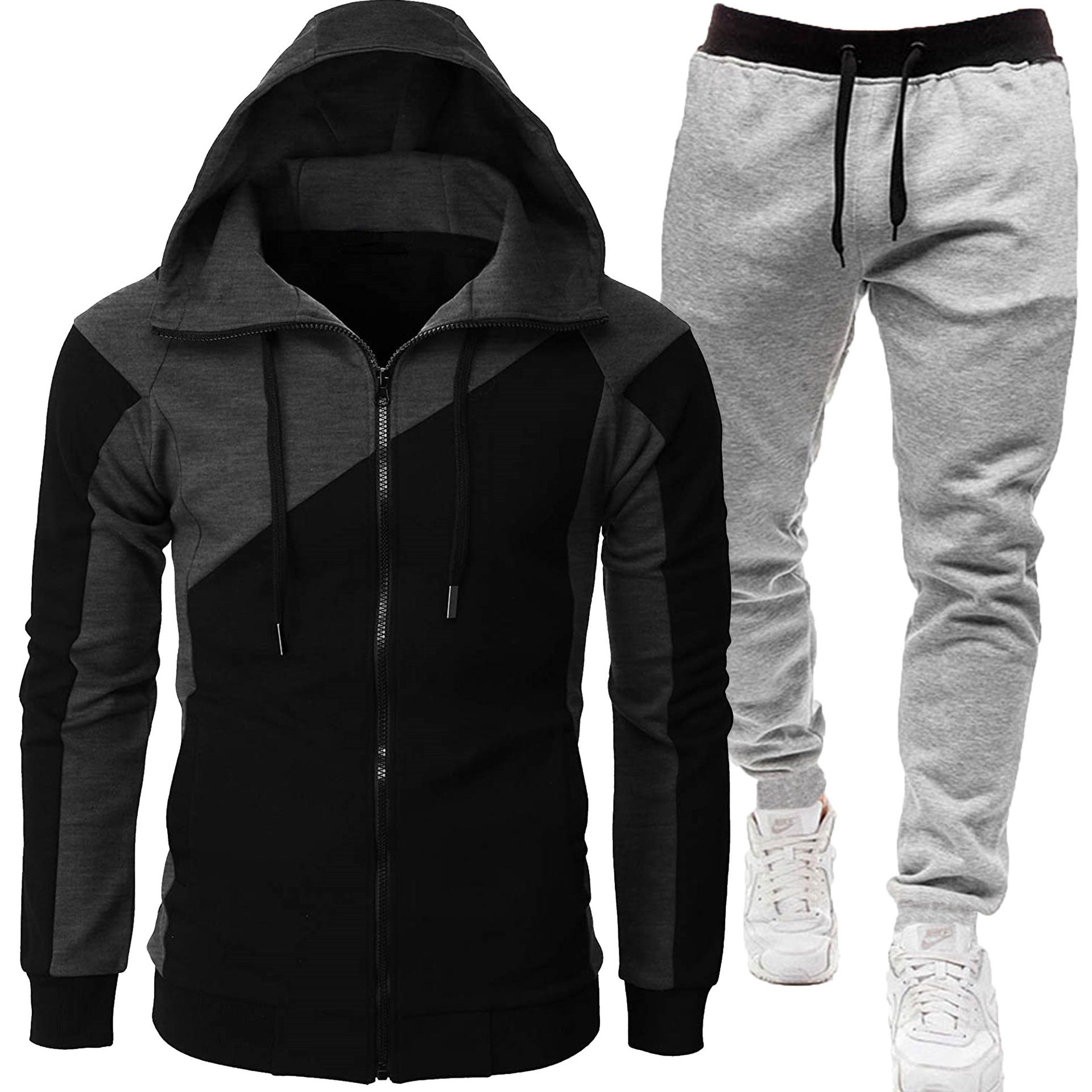 블랙 + 라이트 그레이 팬츠