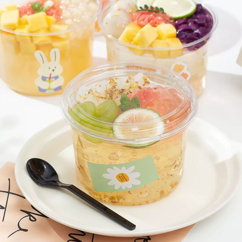 Чаша для шариков Таро, упаковка для ледяного порошка интернет-знаменитостей, одноразовая прозрачная коробка, фруктовый йогурт, киоск горящих фей, коммерческая чашка