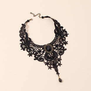 Dark Gothic Lace Fake Collar Chain ins Internet Celebrity Same Style Vintage Lace Hollow choker Collar