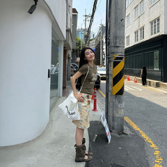 IN.選択 u Xiaoxiaojia 2025 夏スリムでスタイリッシュな韓国 A ラインスカートショートスカートフラワースカート女性用