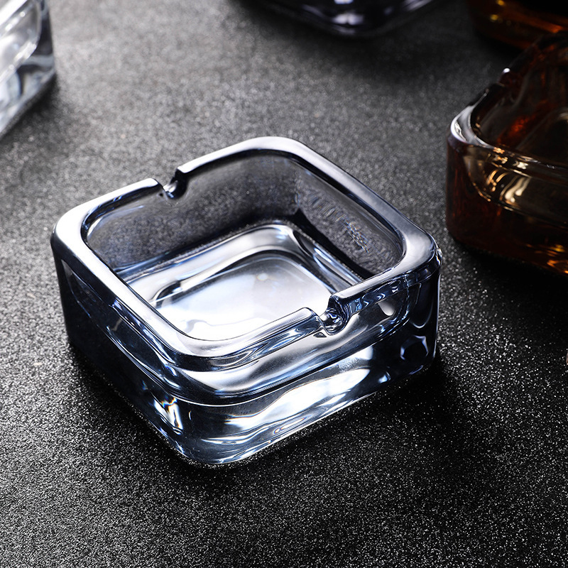 Cenicero de vidrio de cristal exquisito de moda cuadrado cigarrillo ligero de lujo sala de estar Cenicero de alta calidad creativo para el hogar pequeño exquisito